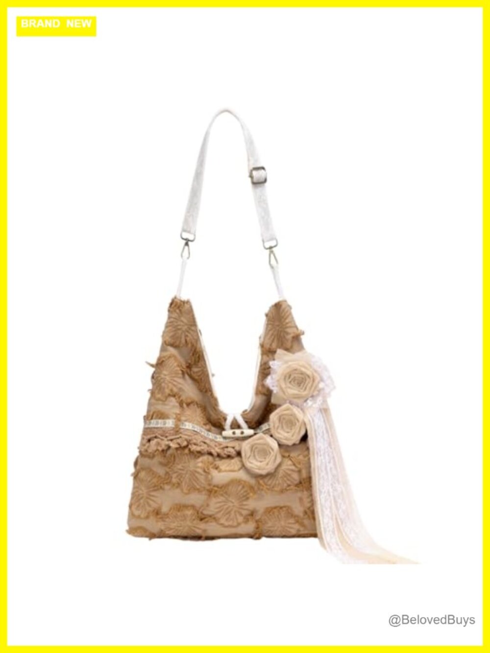 Boho Hobo Handbag Fringe Embroidered Strap Floral Crossbody